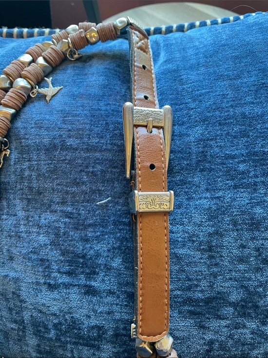 Express Accessories - Boho Brown Leather Bead Layered Belt Express
